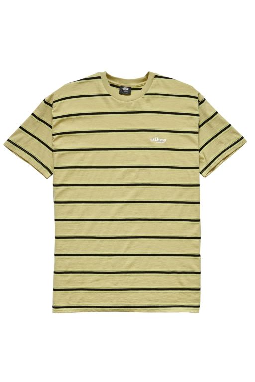 Stussy Mens Glow Stripe SS T Shirt Brown - HVCRM4612